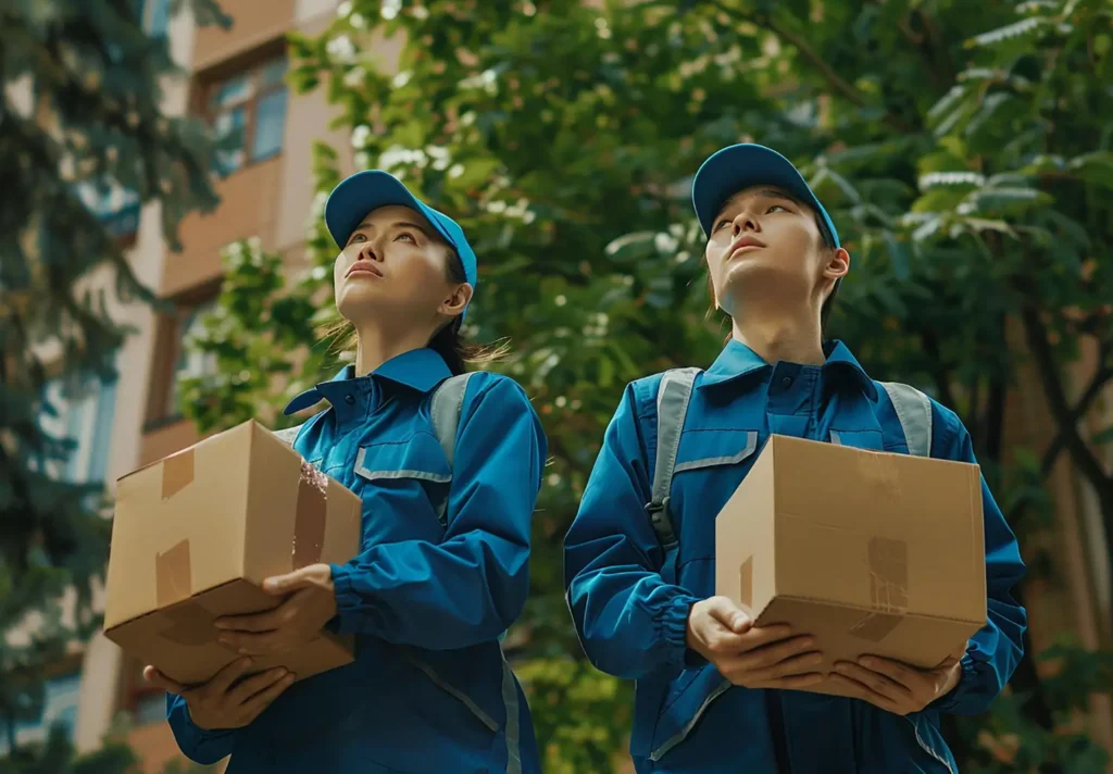Cargo Forwarder employees looking above