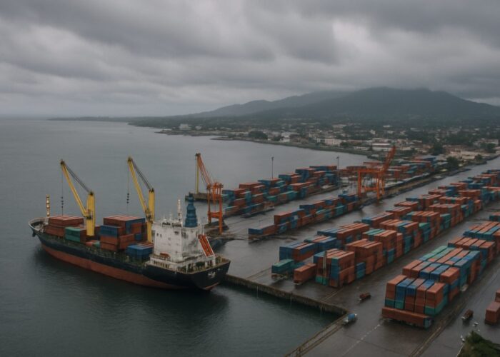 el-ni-o-and-its-impact-on-philippines-logistics-navigating-c-featured-0 Coastal port in the Philippines with cargo ships and containers under overcast skies.
